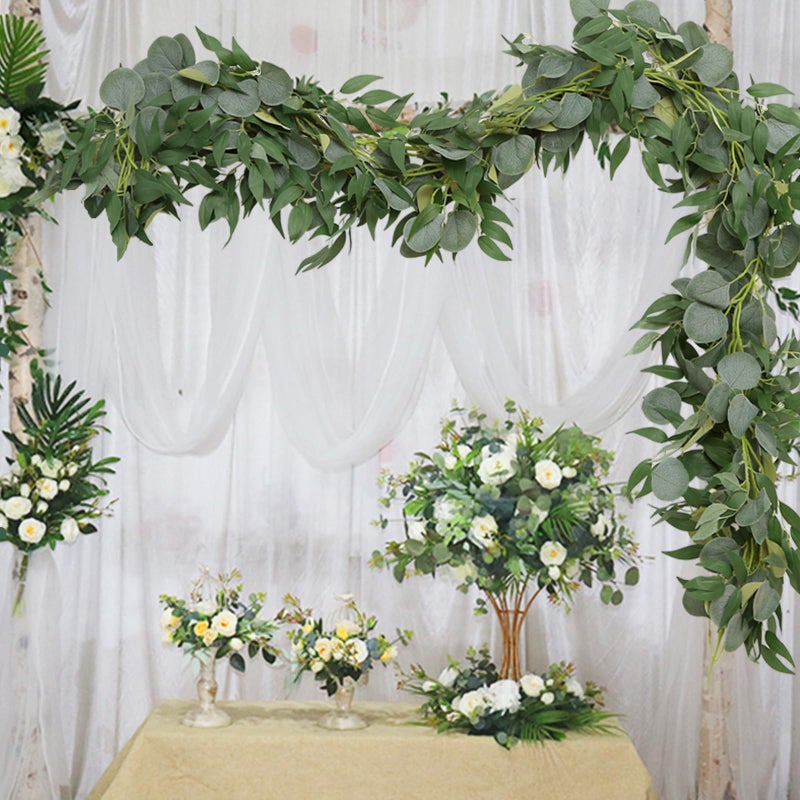 Trimgrace 2 Pack Artificial Eucalyptus Garland Each 6.5 FT Faux Greenery Garland for Wedding Mantle Table Runner DIY Garlands Decor - Image 5